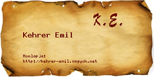 Kehrer Emil névjegykártya